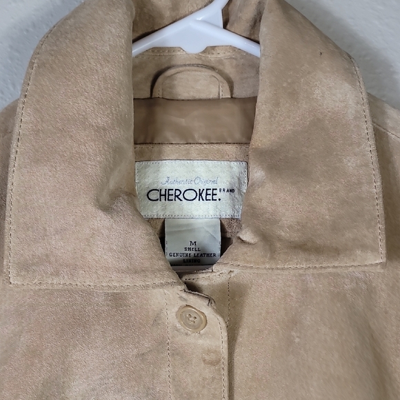 Y2K Cherokee Womens 100% Leather Jacket Size M Tan Suede Button 90s Vintage Bike - Picture 4 of 13